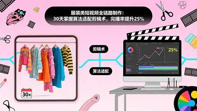 （15655期）服装类短视频全链路制作：30天掌握算法适配剪辑术，完播率提升25%