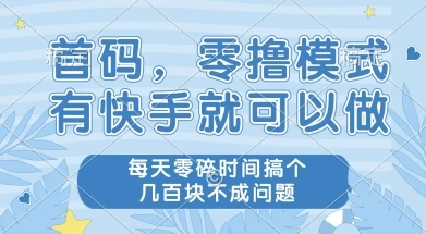 首码零撸项目,有快手就可以做,每天业务时间搞个几张不是问题【揭秘】