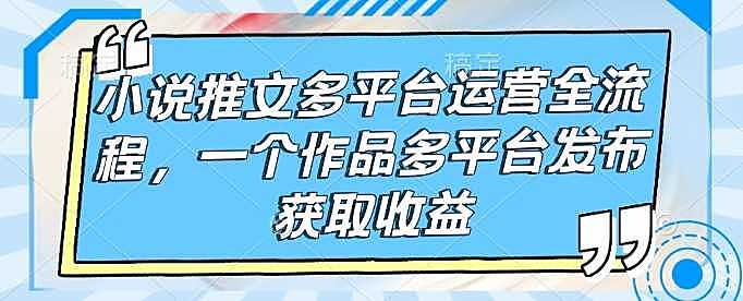 小说推文多平台运营全流程，一个作品多平台发布获取收益