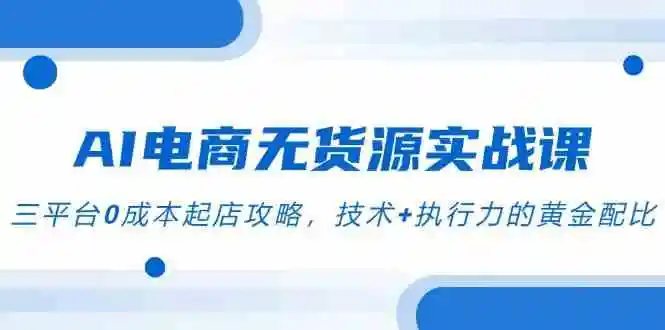 AI电商无货源实战课，三平台0成本起店攻略，技术+执行力的黄金配比