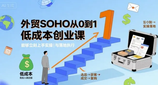 外贸SOHO从0到1低成本创业课，能够立刻上手实操与落地执行