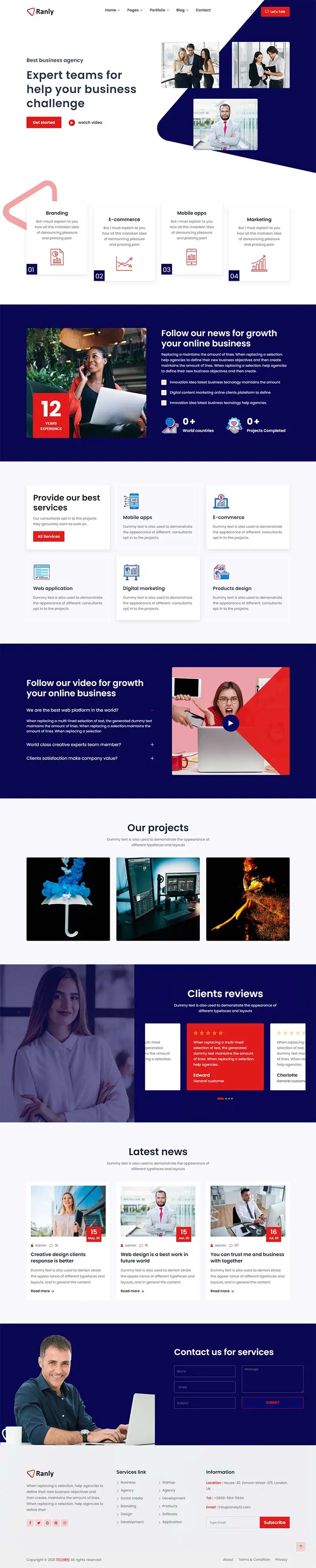通用型企业服务企业策划公司html网站模板