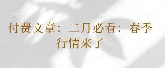 付费文章：二月必看：春季行情来了