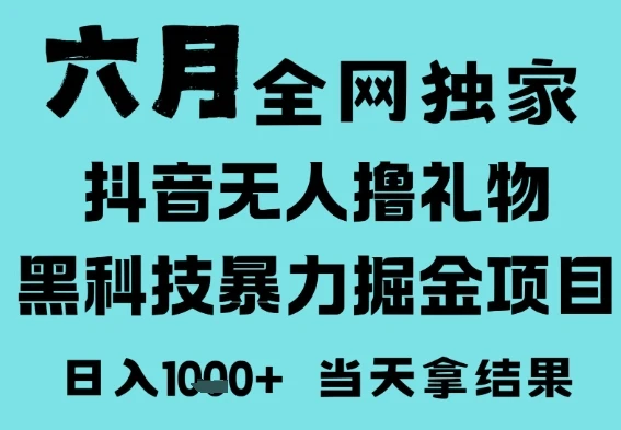 25年6月高爆抖音无人直播最新撸音浪掘金项目，门槛低小白可做，无脑日入1k，可矩阵放大【揭秘】
