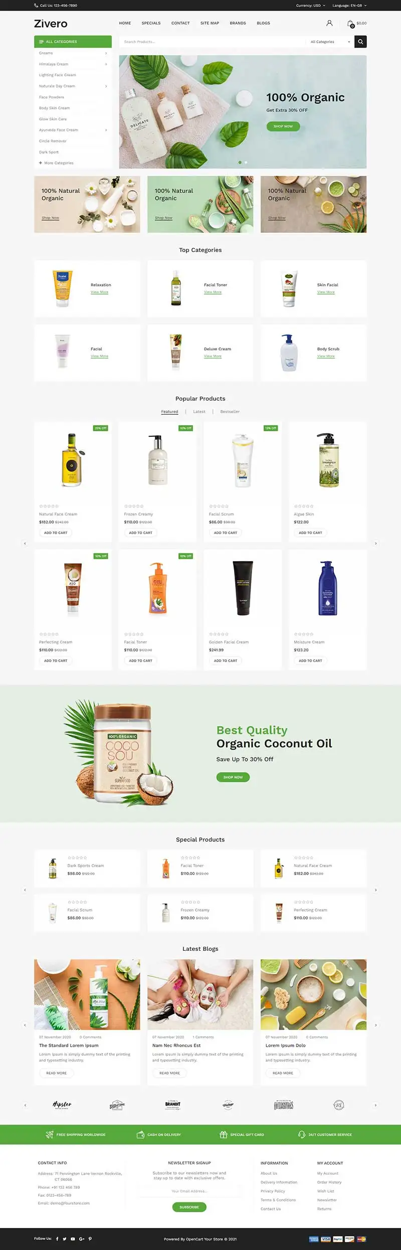 界面清新香水沐浴露洗护用品商城html模板