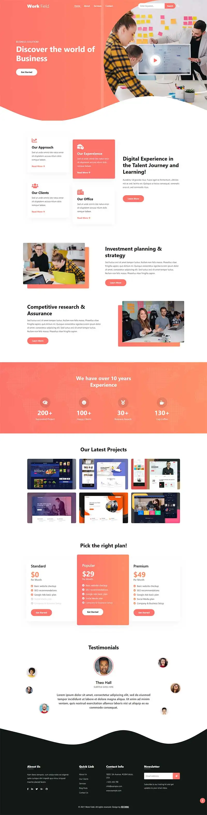 橙色商务策划品牌推广html网页模板