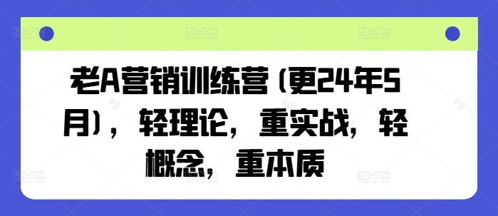 老A营销训练营(更25年7月),轻理论,重实战,轻概念,重本质
