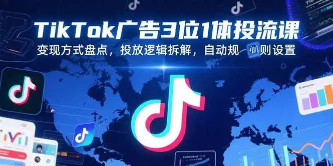 (15460期)TikTok广告3位1体投流课,变现方式盘点,投放逻辑拆解,自动规则设置